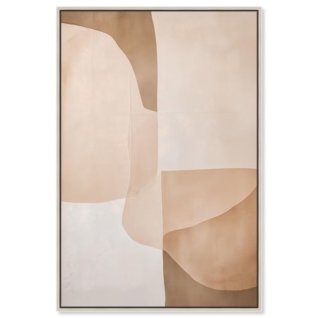 Forms in Beige II Canvas Boho Geometric Art by Art Remedy Silver Frame 20 x 30