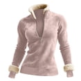 thumbnail image 2 of Wiyuqeen Women's Fleece Half Zip Pullover Stand Collar Faux Fur Pullover Top Warm Winter Fuzzy Sweatshirt Solid Vintage Westerna Pullover, 2 of 8