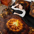 thumbnail image 5 of Manfei Campfire Flowers 7-Piece Twin Bedding,Happy Camping Bedding Comforter Set,Orange Brown, 5 of 6