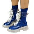 thumbnail image 1 of QHFBli Bottines Courtes pour Femmes, Plateforme Surélevée avec Talon Transparent, Mode Lacets, Bottines en Gelée d'Hiver, 1 of 8