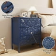 thumbnail image 6 of 3-Drawer Dresser Chest, Modern Wooden Flower Motif Dressers with Wide Storage Space Chest of Drawers Bedside Nightstand Dresser Closet for Living Room Bedroom, Hallway (Blue), 6 of 13