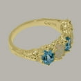 thumbnail image 5 of LBG British Made 10k Yellow Gold Natural Blue Topaz & Opal Womens Eternity Ring - 33 size options - Size 5, 5 of 8