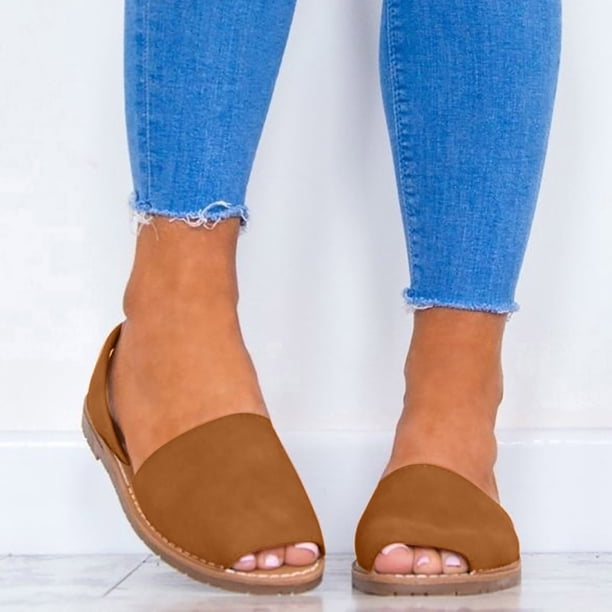 Sandalias de boca de pez para mujer, chanclas, zapatos planos de verano con punta abierta en la playa Wmkox8yii nm9162