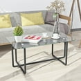 thumbnail image 2 of ODUSE-DAILY Modern Glass Coffee Table for Living Room, Rectangle Center Table, Tea Table, Middle Table, Black Metal Frame, Clear Tempered Glass, Mesa de Centro Para Sala (Clear Coffee Table), 2 of 11