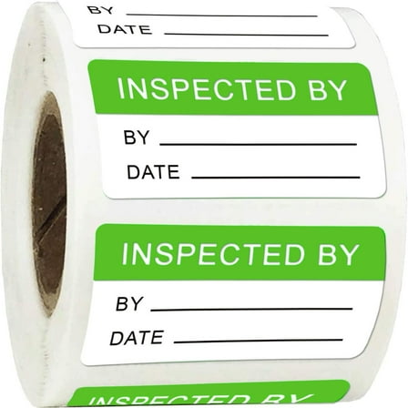 1x2 Inch Quality Control Inventory Lables 500 Pcs "Inspected by" Rectangle Stickers Fluorescent Green Adhesive Stickers