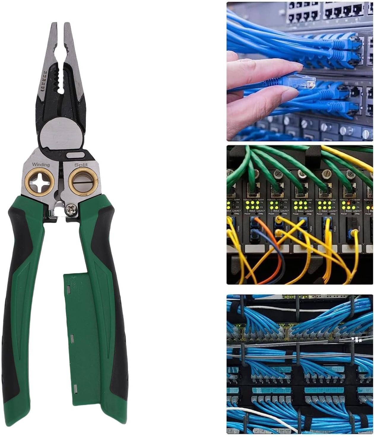 Wire Stripper, 8 in 1 Cable Cutter Crimper with Voltage Tester, Electric Wire Stripper Tool Crimper for Copper Aluminum Steel Wires, Cable Stripper for Sharpening, Cutting