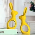 thumbnail image 3 of 2Pcs Ceramic Bunnies Easter Bunny Figurine Ornaments Ceramic Rabbit Egg Crafts for Home Decor and Seasonal Decoration，Green, 3 of 4