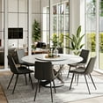 thumbnail image 5 of POVISON 51"Modern Glossy Dining Table For 4 With Lazy Susan, White Round Sintered Stone Tabletop, Black X Carbon Steel Base, 5 of 10
