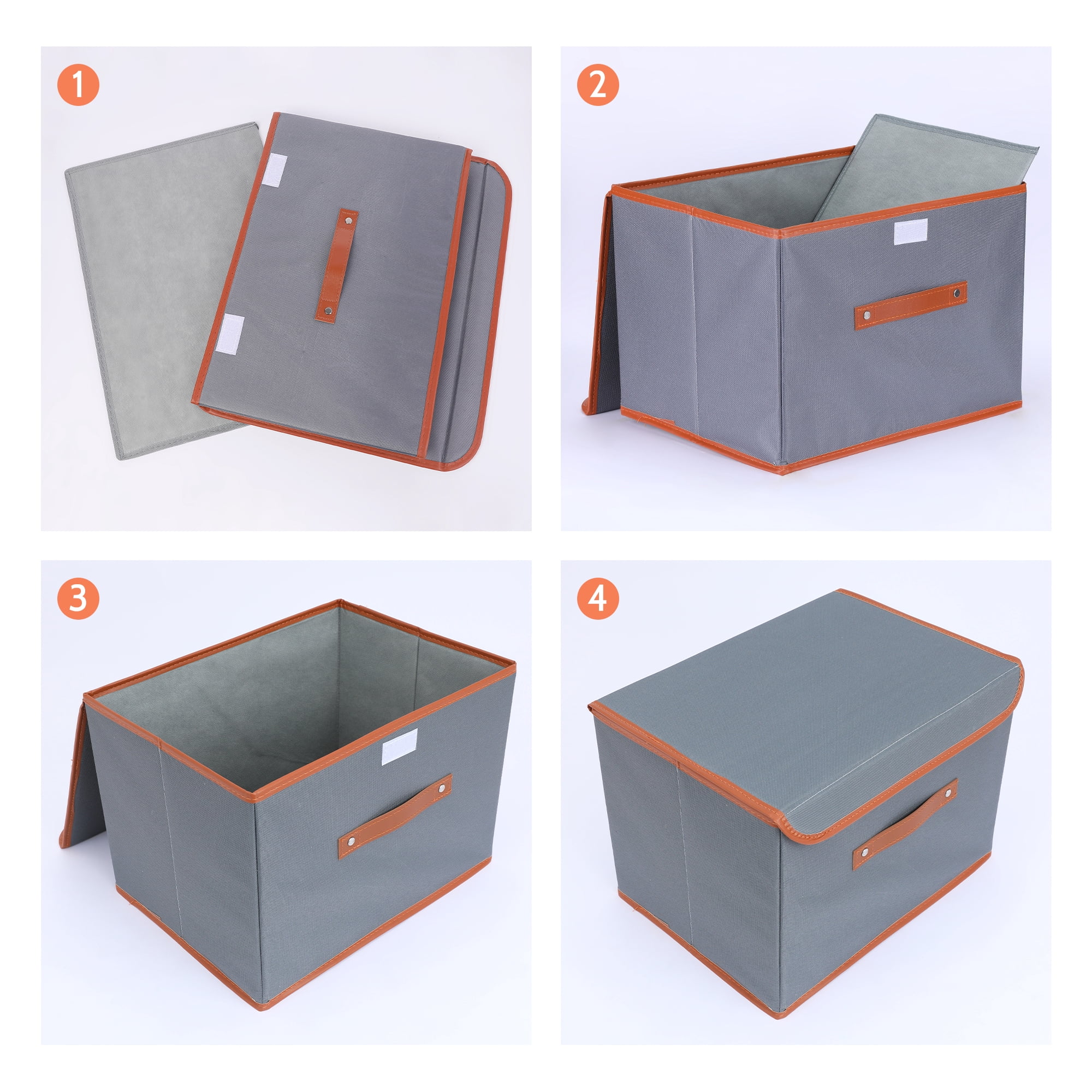 Unique Bargains Storage Cube Storage Bin with Handles Collapsible Storage Basket Grey