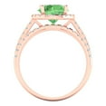 thumbnail image 4 of 2.56 ct Brilliant Round Cut Green Zircon 18K Rose Gold Halo Solitaire with Accents Engagement Bridal Wedding Ring Band Set size 10.75, 4 of 7