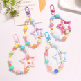 thumbnail image 3 of Hollow Star Colorful Phone Lanyard Heart Keychain Keychain Pendant Cute Bow Colored Round Bead Crystal Phone Anti-lost Rope Grey, 3 of 6