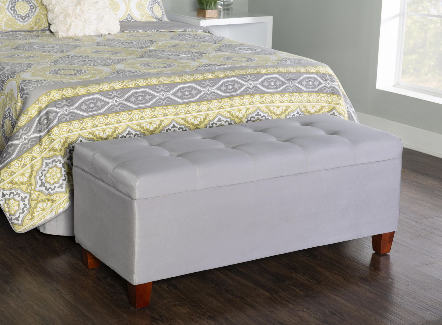 Pouf de rangement pour chaussures Charlotte gris