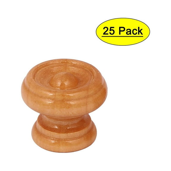 Unique Bargains Round Wood Furniture Door Wardrobe Knob Wooden Drawer Pull Handle 24x20mm 25Pcs