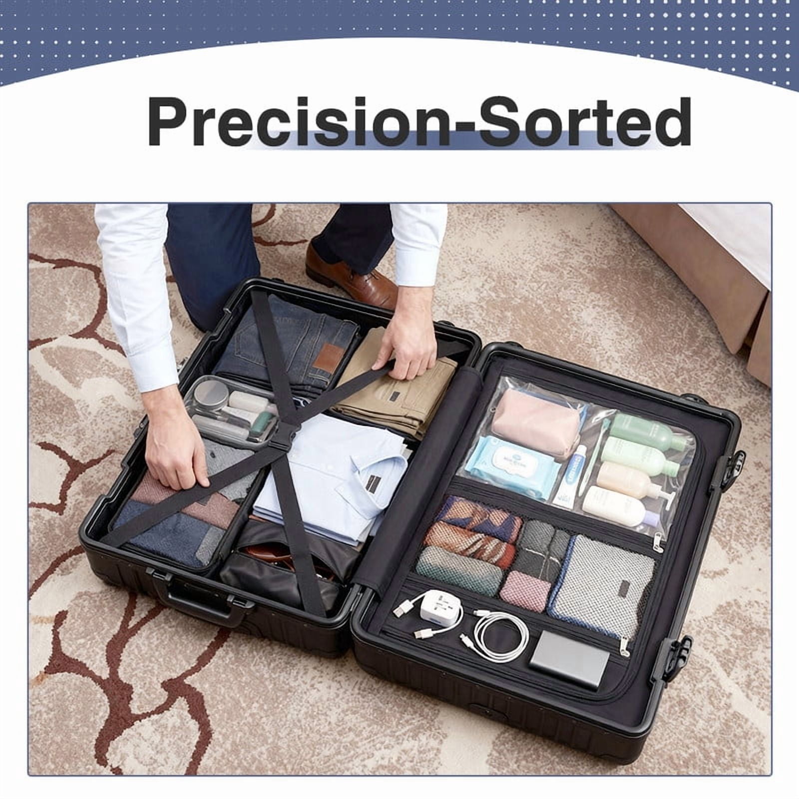 Luggage 28 inch Aluminium Frame PC ABS Hardside with Spinner Wheels PC+ABS Suitcase with TSA Lock 28 inch Carry on Luggage Silver