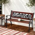 thumbnail image 2 of MF Studio Patio Garden Bench Steel Kids Mini Bench with Decorated Butterfly Flower Pattern Back Suitable for Outdoor, Porch, Yard, 2 of 7