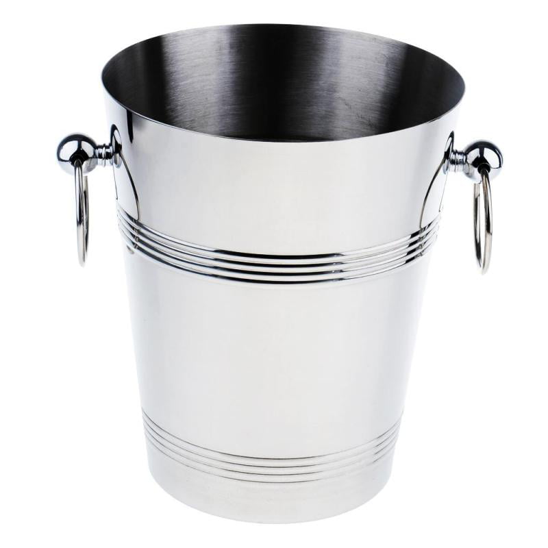 Brushed Rust-proof Wine Champagne Refrigerated Barrel Double layer Multi functional Insulation Thickened Cooling I Ice bucket Beer cooler Wine barrel chiller clamp Portable Stainless Steel Ice Bucket