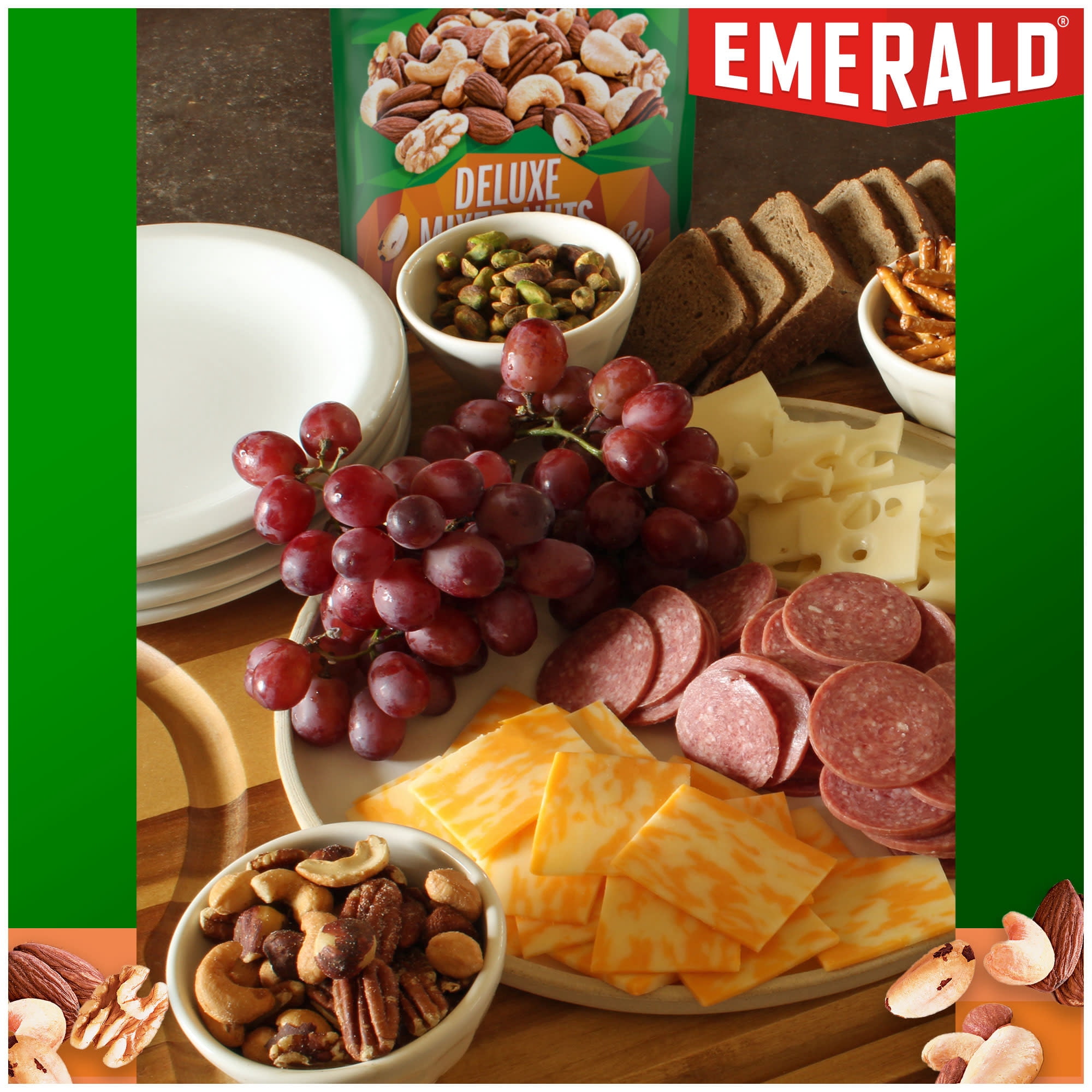 Emerald Nuts, Deluxe Mixed Nuts, 5 oz, Resealable Bag (Pack of 3)
