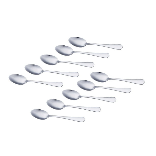 Injueey Cuchara de acero inoxidable de 10 piezas, cuchara de postre de helado de café antioxidante de Color sólido, vajilla tipo 2 Type2 NO2