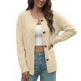 thumbnail image 2 of Lixiuxyad Womens Cardigans ’s Heart Button Loose Round Neck Knit Cardigan – Soft Blend Jacket,Beige, 2 of 6