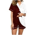 thumbnail image 2 of Qiopertar Liquidation à Moins de 5$ Blouse Décontractée Imprimée Col Rabattu Manches Courtes Mode Short Ensemble Pyjama Grandes Économies de Vacances!, 2 of 5
