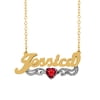 Personalized Heart-Shaped Birthstone Name Necklace with Beading and Rhodium on Tail