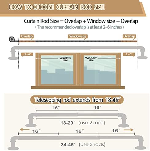 Gold Industrial Curtain Rods for Windows 28 to 48 Inch(2.3 to 4 Feet), 1 Inch Diameter Blackout Wrap Around Adjustable Heavy Duty Window Drapery Rods, Indoor and Outdoor