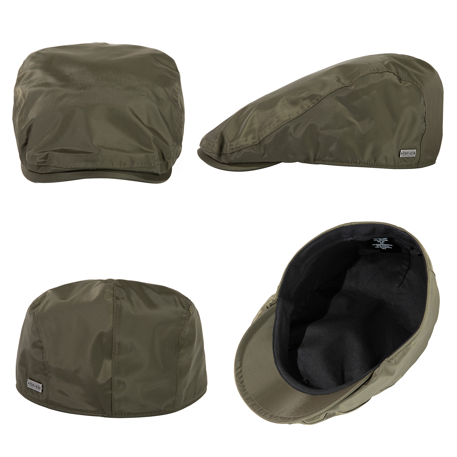 TOP-EX XL/3XL Mens Waterproof Flat Cap Winter Duckbill Newsboy Driving Hat Green 3XL