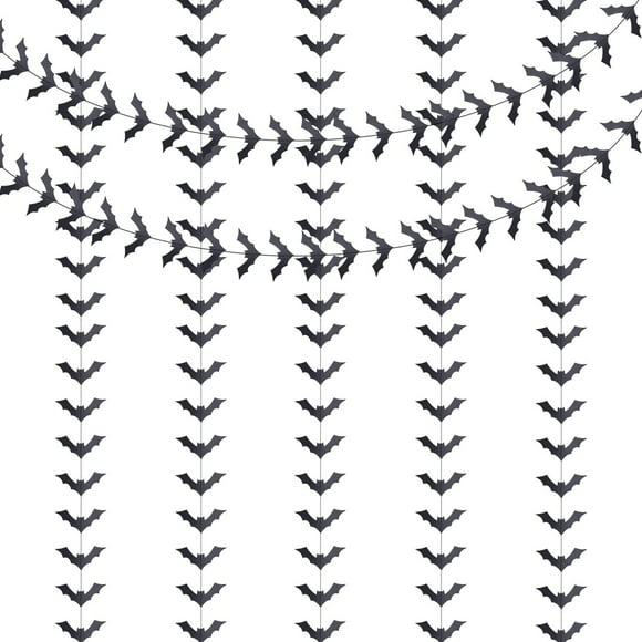 Guirlande Batty Bash: Bannière de Chauve-Souris Suspendue 7 Pcs pour Fêtes Effrayantes, Décoration Maison, Amusement en Classe, Célébrations de Bureau, et Décorations d'Halloween Extérieures. Parfait pour Ambiances Festives!