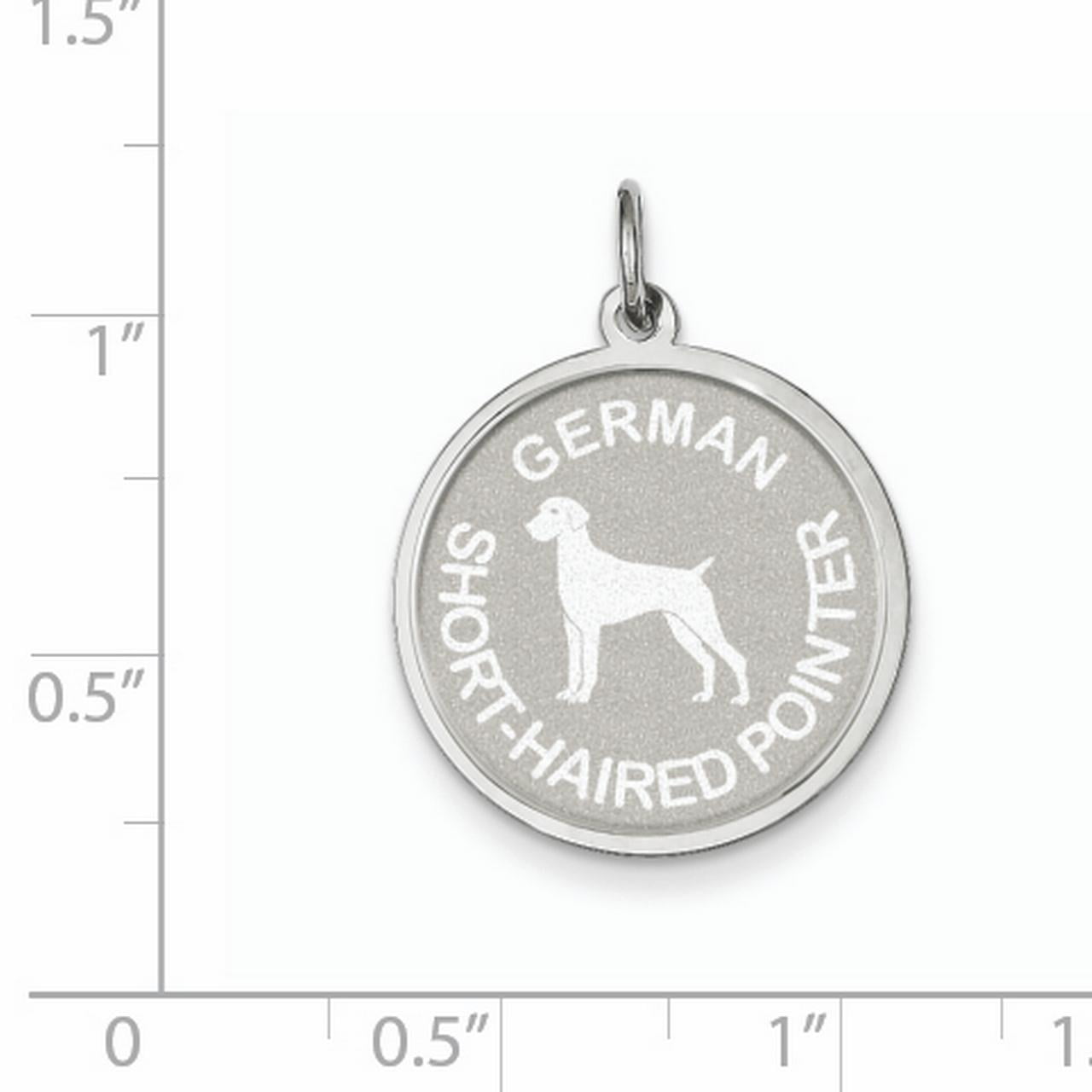 Solid 925 Sterling Silver Weimaraner Disc Pendant Charm 19mm x 26mm