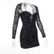 thumbnail image 4 of Falda Vestido ajustado para mujer Vestido de manga larga con cuello redondo Vestido corto sexy Ropa de fiesta Kuymtek Negro L para Mujer, 4 of 9