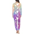 thumbnail image 3 of Renewold Colorful Pj Sleepwear for Women Long Sleeve Pajama Set Size L Valentine's Day Athletic Clothing 2 Pieces Warm Hearts Sweatshirt Sweatpants with Pockets, 3 of 4