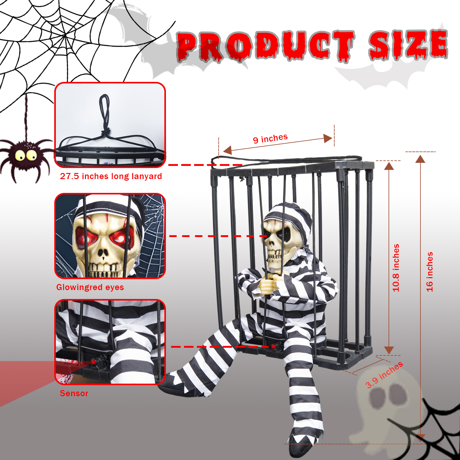 Magotan Screaming Animated Prisoner Cage Halloween Decoration photo 6