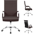 thumbnail image 4 of JJUN Ergonomic Office Desk Chair, Executive Ribbed Mid-Back PU Leather Conference Room Chair Adjustable Swivel Chair with Arms (1, Brown), 4 of 15