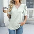 thumbnail image 2 of Dealovy Women Tops Summer Eyelet Casual V Neck Short Sleeve T-Shirts Going out Work Blouses Basic Tunic Tops, 2 of 7