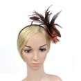 thumbnail image 4 of Feather Fascinators Womens Flower Derby Hat for Cocktail Ball Wedding Headband, 4 of 5