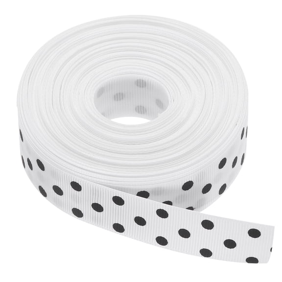 Grosgrain Ribbons 25 Yards 1 Inch White with Black Dots Ribbon Bow Decoration DIY Crafts Gift Wrapping