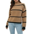 thumbnail image 2 of EGNMCR Chandail à Col Roulé pour Femmes, Chandails pour Femmes Mode Décontractée Couleur Unie Manches Longues Col Roulé Froncé chandail Blouse Hauts Chandail pour Femmes, 2 of 6