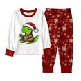 thumbnail image 2 of Kids Matching Christmas Pajamas Kids Christmas Dinosaur Pajamas Set Sleepwear Long Sleeve Crew Neck 2 Piece Sets Boys Pjs Red 2 Y-3 Y, 2 of 4
