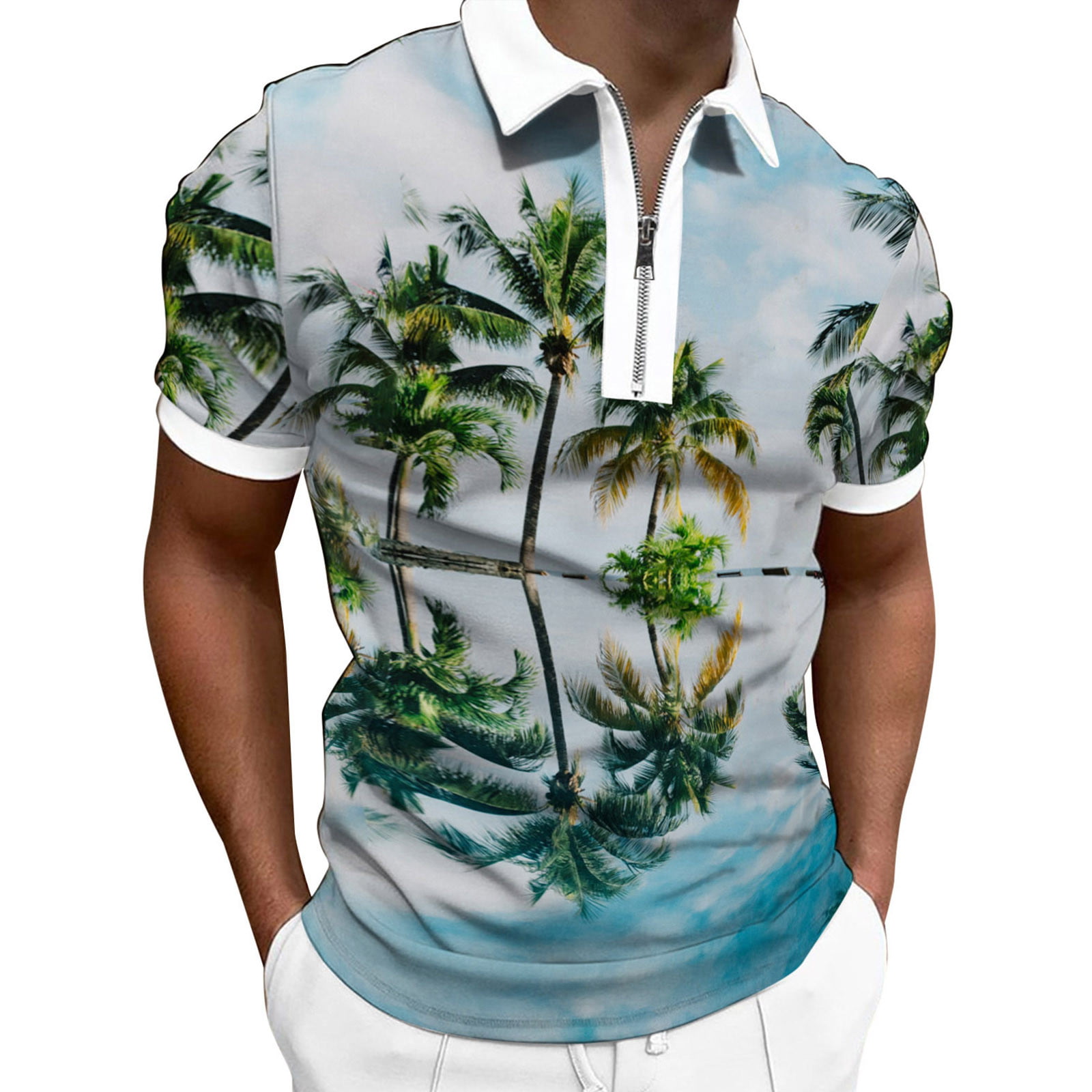 Zipong Mens Shirt Cotton Short Sleeve Shirt Polos Casual