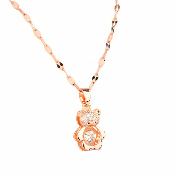 DESIGNICE Rose Gold Necklaces for Women,Low-Friction Bow Necklaces for Women,Twisted Links Rose Gold Necklace,Style1