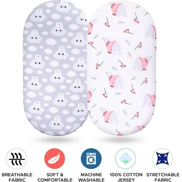 Baby Bassinet Sheet, 100% Jersey Cotton – 4 Pack – Universal Fitted for baby mattress