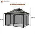 thumbnail image 5 of Mondawe 10x12 ft Hardtop Gazebos Outdoor Patio Gazebo with Netting,Hardtop Pergola 2-Tier Aluminum Canopy, Black, 5 of 9