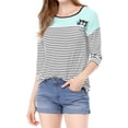 thumbnail image 2 of CamiseDe ManLarPaMujer bloque de colorrayas triple color simple Azul verde XL, 2 of 5