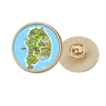thumbnail image 1 of Mapa que muestra los lugares populares en Corea Broche de oro metálico circular, 1 of 3