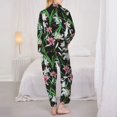 thumbnail image 3 of Pajamas for Women Sets, Lilies Flowers Black Pink Lounge Sets Long Sleeve Button Down Night Shirts Sleepwear Pjs, 3 of 6