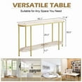 thumbnail image 2 of imerelez 42 inch Console Table 2 Tier Narrow Entryway Table with Storage Shelves Faux Marble Narrow Table for Living Bedroom Hallway Office Easy Assembly, Gold & White, 2 of 8