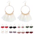 thumbnail image 3 of Bohemia Style Colorful Thread Tassel Pendants Big Thread tassel earring Thread Round Hoop Allergy Free Women Alloy Earring, 3 of 7