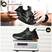 ulogu Waterproof Steel Toe Shoes for Men Women Lightweight Non-Slip Sneakers Comfortable Puncture Proof Shoes (Men Size 9.5, Black)