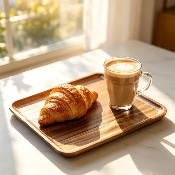 Square Wood Tray, Acacia Wooden Decorative Serving Tray for Coffee Table and Home Decor, Wooden Appetizer Charcuterie Board for Kitchen Countertop