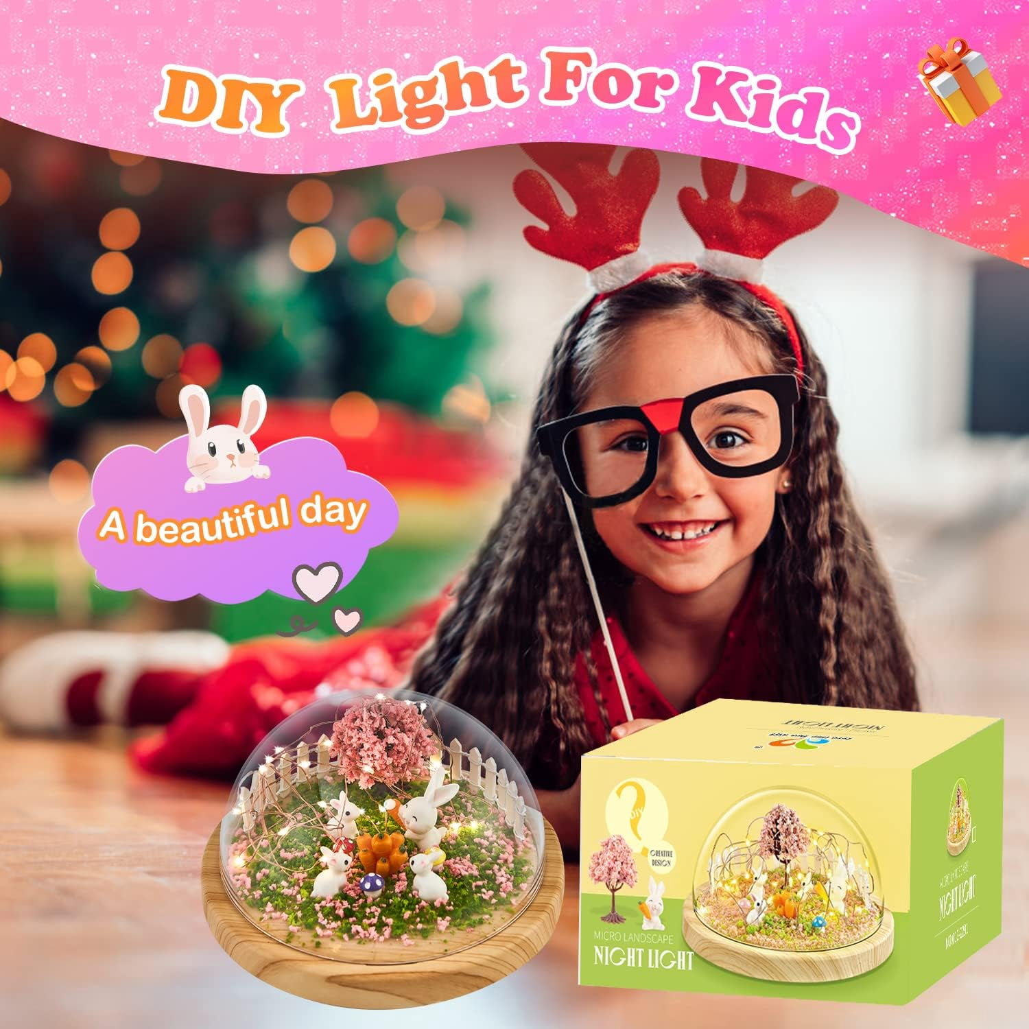 KOMI Make Your Own Night Light with Music, Unicorn DIY Kits for Girls Night Light USB Upgrade Edition Unicorn Toys, Arts and Crafts Lamp Project for Girls, Gifts for 4 5 6 7 8 9 10 Year Old Girl